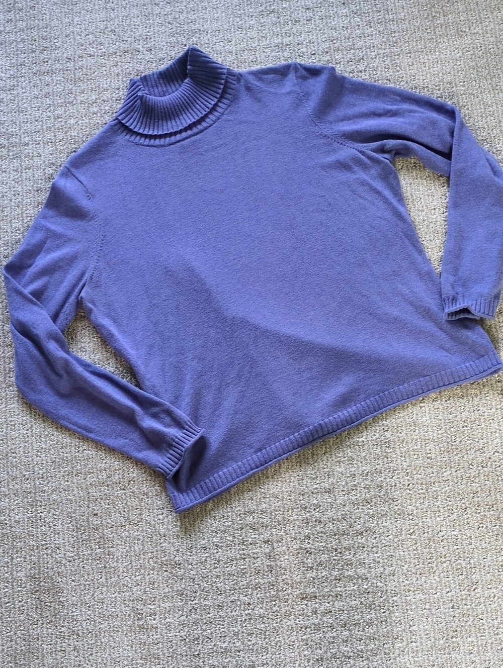 ADORABLE Woolrich 100% Cotton Rollhem Periwinkle Blue Turtleneck Sweater, Sz L